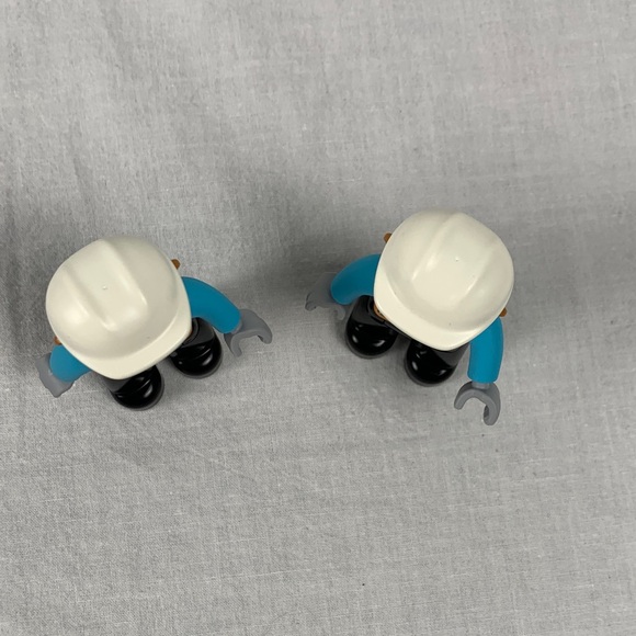 Lego Construction Worker Figures - Orange, Blue, Black - Picture 2 of 5